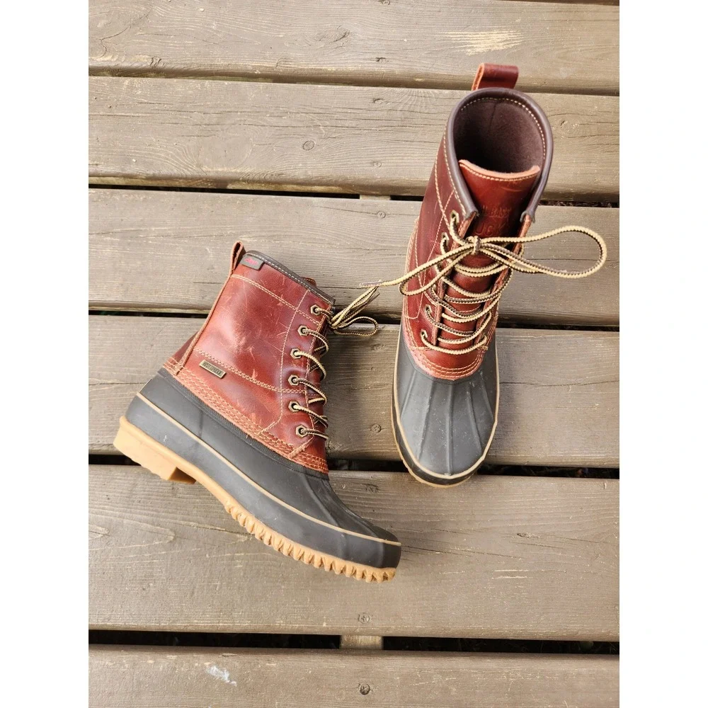 G.H. Bass Duclair Duck Boot Brown Leather Rubber Waterproof‎ Lace Up Women's 8M